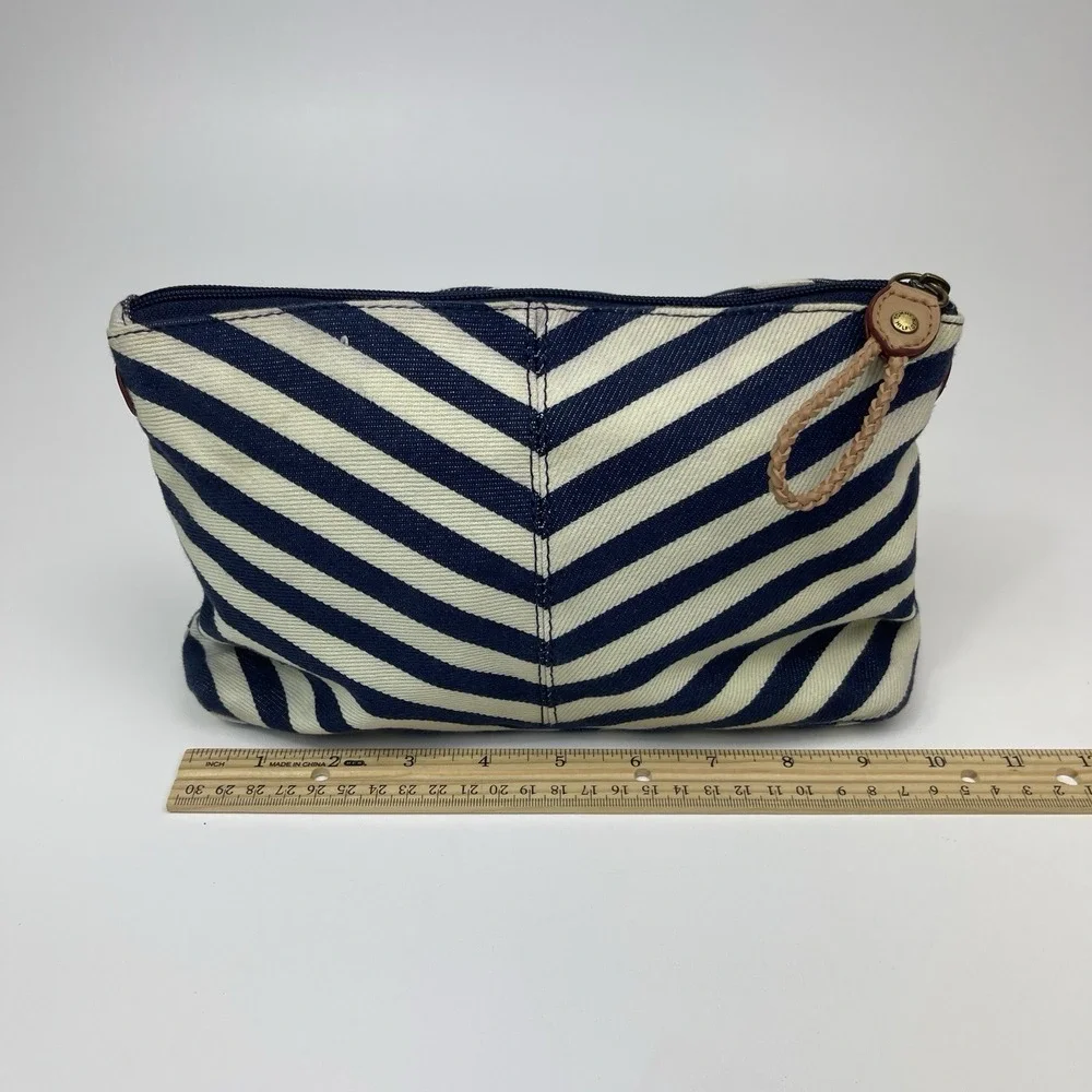 Tommy Hilfiger Cosmetic Makeup Zippered‎ Pouch Cloth Classic Stripes Vintage